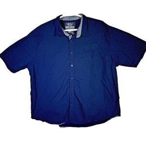 Broken Threads Men's Shirt 4XL Navy Blue Polka Dot Short Sleeve Button-Up Cotton